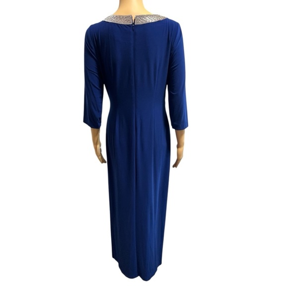 Alex Evenings Elegant Embellished Keyhole Bateau Neckline Royal Blue Gown 8P - Picture 3 of 11